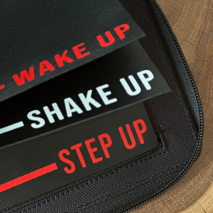 Wake up, Shake up and step Up logo view