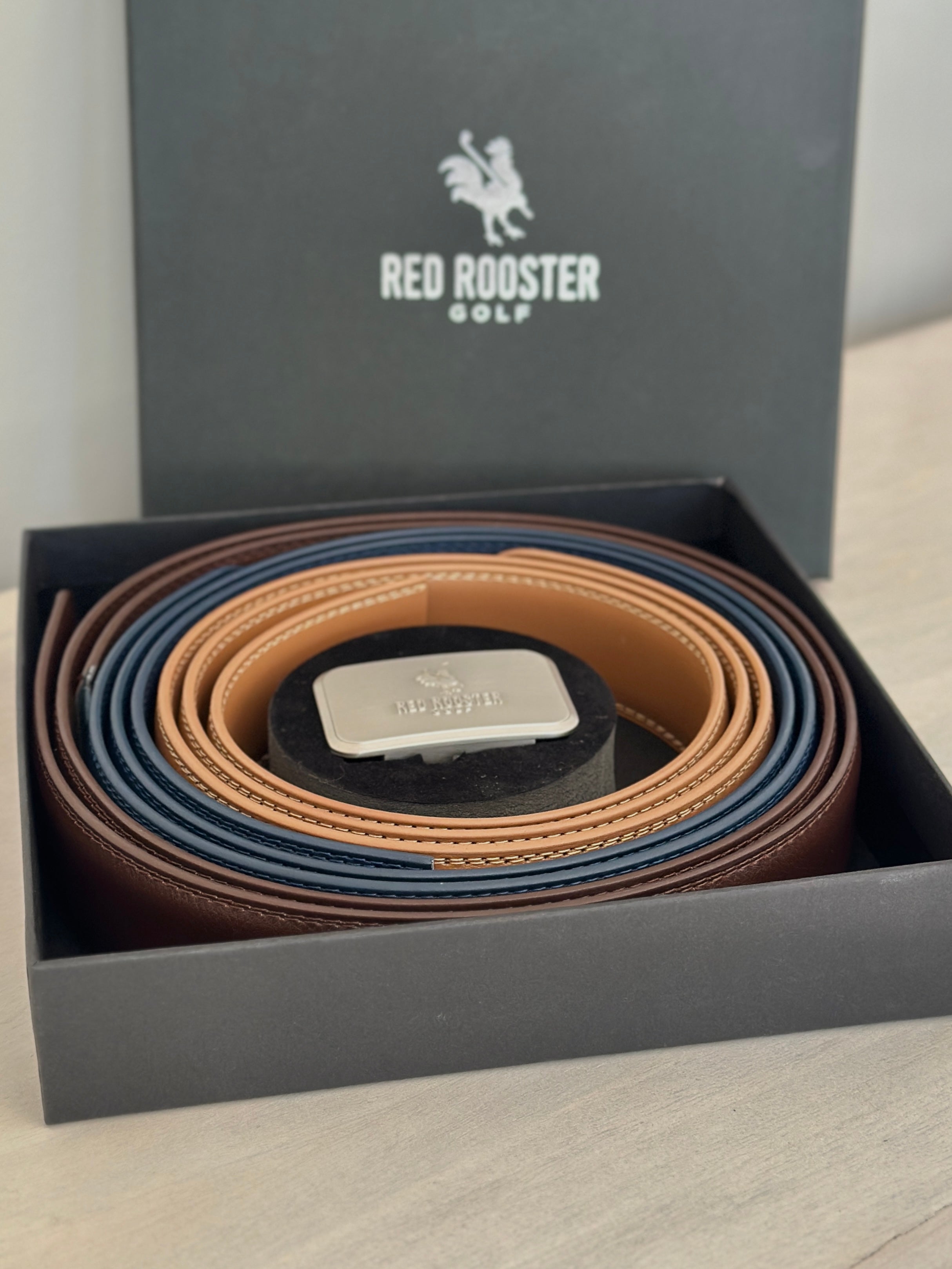 Leather Belt - 3 pack Golf Belt USA - Red Rooster Golf Inc.