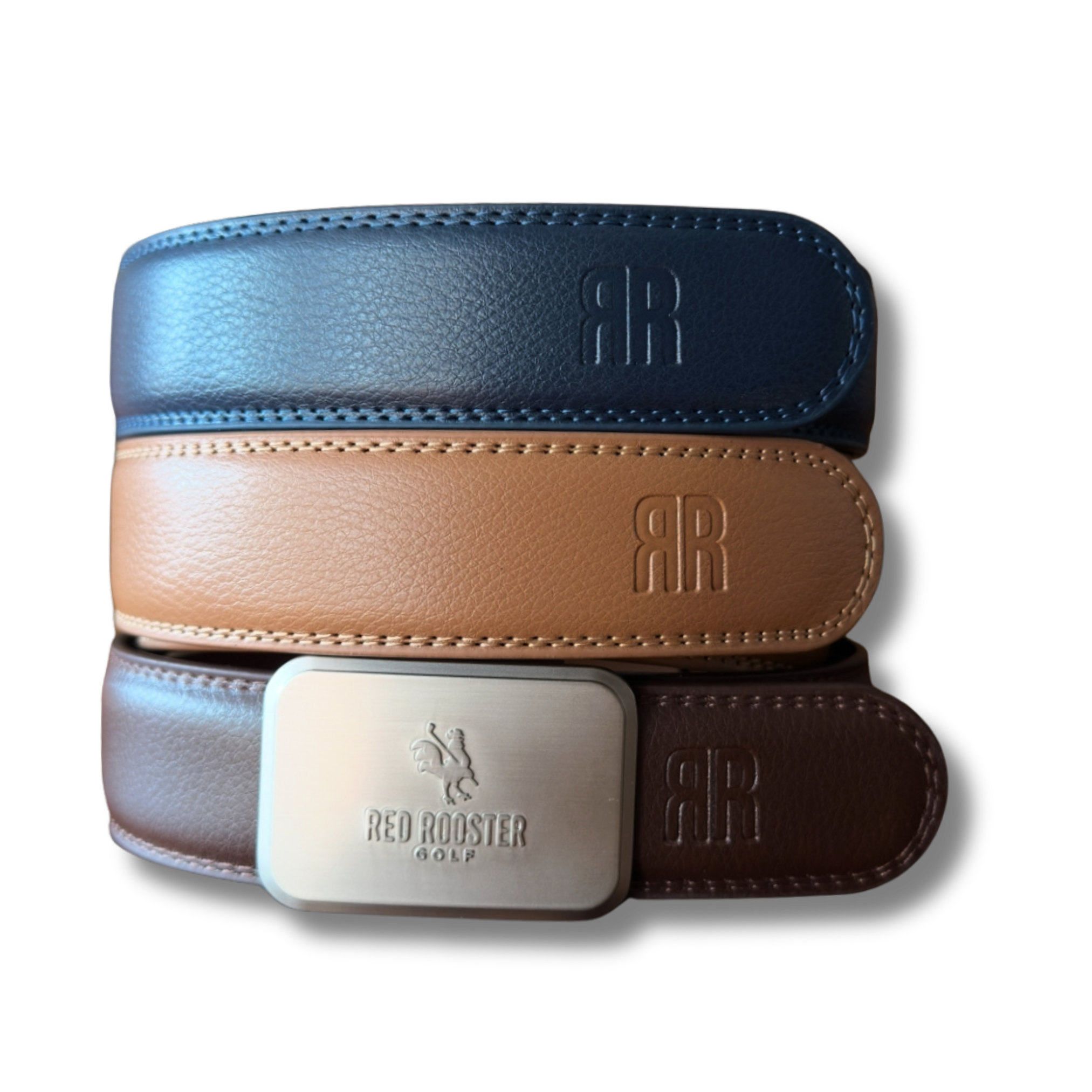 Leather Belt - 3 pack Brown Tan Blue Golf Belt USA - Red Rooster Golf Inc.