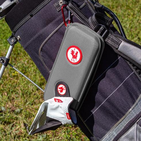 Golf glove stored flat in a Red Rooster glove compartment case