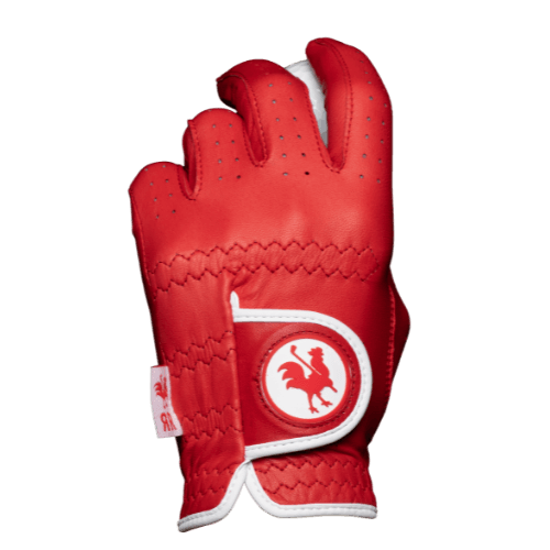 Red Cabretta leather golf glove