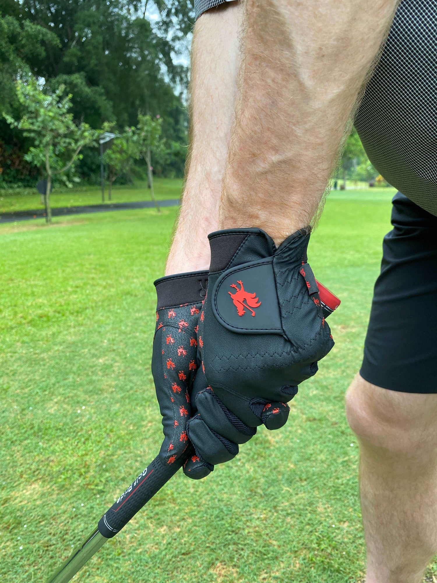 man wearing Rain Rooster golf glove side view