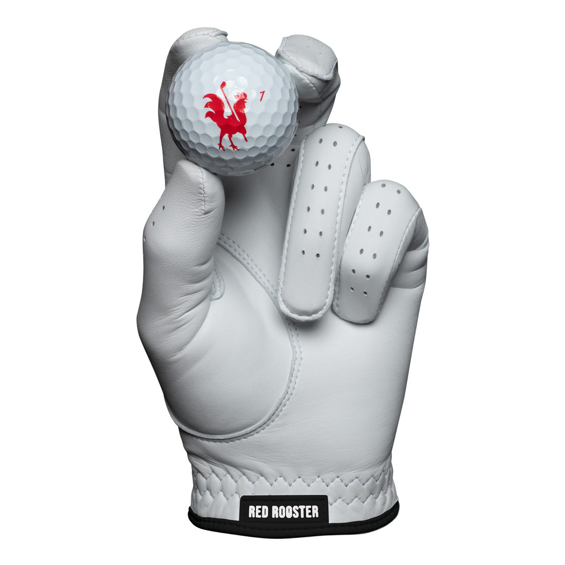 The MarQsman golf glove holding golf ball