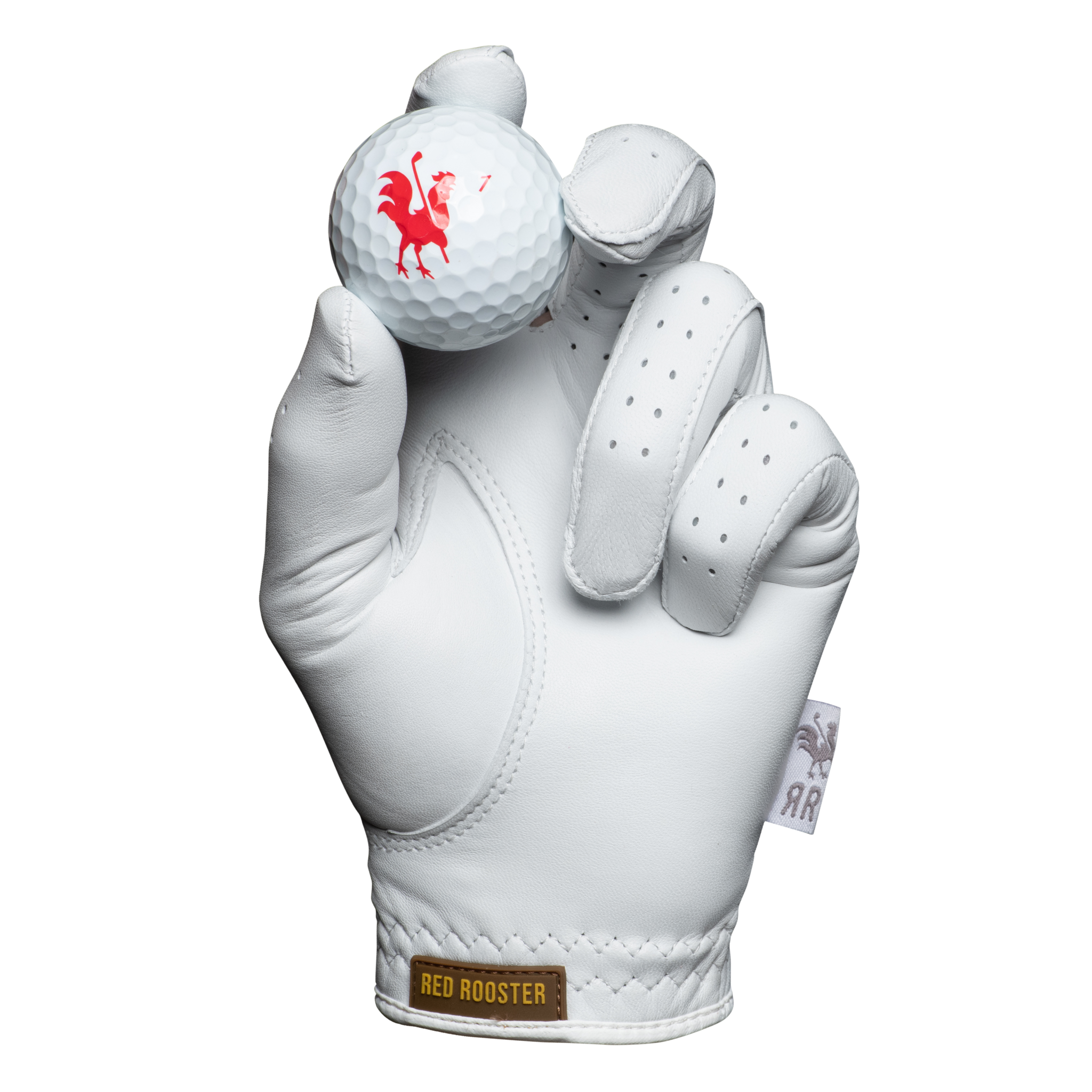 The Comet golf glove holding golf ball