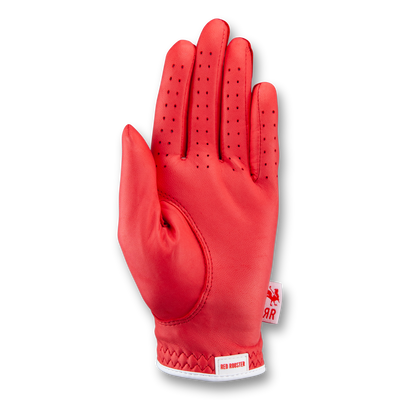 Red leather Women's Comb glove inner view